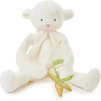 Bunnies By The Bay Knuffeldoekje met speenhouder Lammetje - Speendoekje - Extreem zacht - Klittenband sluiting voor speen - Machine-wasbaar - 25 cm - Wit