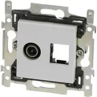 Niko Stopcontact Coax + RJ45 Cat5E UTP Original White