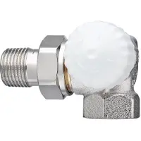 Heimeier V-Exact radiatorafsluiter dubbel haaks rechts 1/2 Vernikkeld