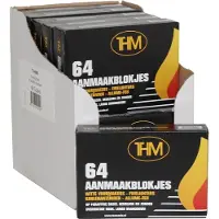 THM Witte Aanmaakblokjes Paraffine - 64 Stuks in Omdoos (12 Pakjes) - Ideaal voor Haard en Barbecue