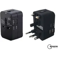 Benson Universele Reisstekker - 2 USB Poorten