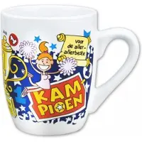 Paper Dreams mok cartoon-stijl kampioen keramiek 325ml blauw/wit