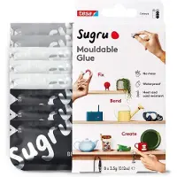 TESA kneedbare lijm - kit van Tesa, 8-pack (8 x 3,5 g) in de kleuren 3 x zwart, 3 x wit, 2 x grijs