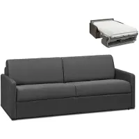 Vente-unique Vierzits express bedbank van stof CALIFE - Grijs - Slaap afmeting 160 cm - matras 22 cm