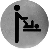 Mediclinics pictogram luierverschoning zelfklevend rond RVS PS0001CS