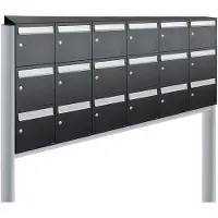 Allux Systeembrievenbus Flow Set 6-Breed, 3-Hoog Met Dak Op Statief Zwart