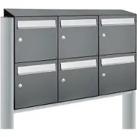 Allux Systeembrievenbus Flow Set 3-Breed, 2-Hoog Met Dak Op Statief Antraciet
