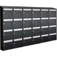 Allux Systeembrievenbus Flow Set 6-Breed, 4-Hoog Met Dak Zwart