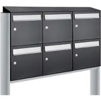 Allux Systeembrievenbus Flow Set 3-Breed, 2-Hoog Met Dak Op Statief Zwart