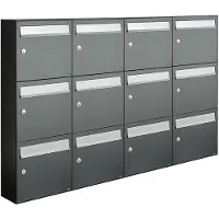 Allux Systeembrievenbus Flow Set 4-Breed, 3-Hoog Antraciet