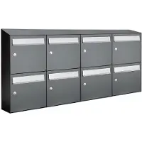 Allux Systeembrievenbus Flow Set 4-Breed, 2-Hoog Met Dak Antraciet