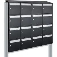 Allux Systeembrievenbus Flow Set 4-Breed, 4-Hoog Met Dak Op Statief Zwart