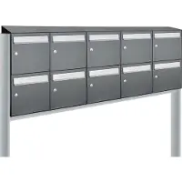 Allux Systeembrievenbus Flow Set 5-Breed, 2-Hoog Met Dak Op Statief Antraciet