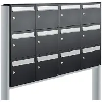 Allux Systeembrievenbus Flow Set 4-Breed, 3-Hoog Op Statief Zwart