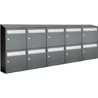Allux Systeembrievenbus Flow Set 5-Breed, 2-Hoog Met Dak Antraciet
