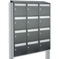 Allux Systeembrievenbus Flow Set 3-Breed, 4-Hoog Met Dak Op Statief Antraciet