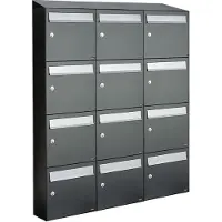 Allux Systeembrievenbus Flow Set 3-Breed, 4-Hoog Met Dak Antraciet