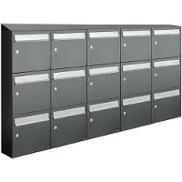 Allux Systeembrievenbus Flow Set 5-Breed, 3-Hoog Met Dak Antraciet