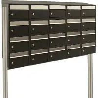 Allux Systeembrievenbus Brickset 5-Breed, 4-Hoog Met Dak En Statief Zwart