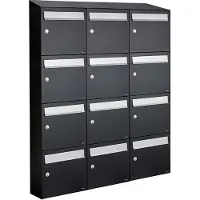 Allux Systeembrievenbus Flow Set 3-Breed, 4-Hoog Met Dak Zwart