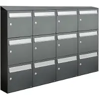 Allux Systeembrievenbus Flow Set 4-Breed, 3-Hoog Met Dak Op Statief Antraciet