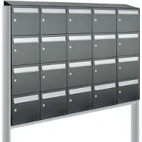Allux Systeembrievenbus Flow Set 5-Breed, 4-Hoog Met Dak Op Statief Antraciet