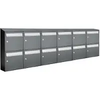 Allux Systeembrievenbus Flow Set 6-Breed, 2-Hoog Met Dak Antraciet