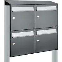 Allux Systeembrievenbus Flow Set 2-Breed, 2-Hoog Met Dak Op Statief Antraciet