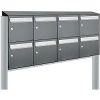 Allux Systeembrievenbus Flow Set 4-Breed, 2-Hoog Met Dak Op Statief Antraciet