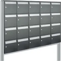 Allux Systeembrievenbus Flow Set 5-Breed, 4-Hoog Op Statief Antraciet