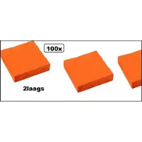 Wefiesta 100x Servetten oranje 3 laags - Servet diner thema feest festival party