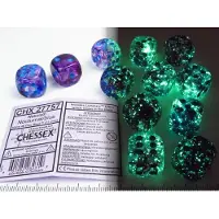 Chessex Nebula Nacht/blauw Luminary D6 16mm Dobbelsteen Set (12 stuks)