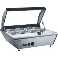 CombiSteel Bain Marie Warmhoudvitrine Combisteel, 8x1/6GN,67L, 77(b)x33(h)x61(d), 230V/340W
