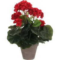 Mica Decorations Kunstplant geranium rood in pot grijs