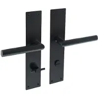 Intersteel Deurkruk Jura Hoek 90° op schild met toilet-/badkamersluiting 78/8mm - mat zwart