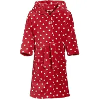 Playshoes fleece badjas Dots met stip dessin rood/wit Stip - maat 158/164