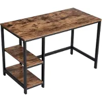 Mazazu MIRA Home - Computertafel - Bureau - Twee planken - Industrieel - Vintage - Bruin/zwart - 120x60x75