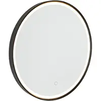 QAZQA Badkamerspiegel zwart 50 cm incl. LED 3-staps dimbaar met touch rond - Miral