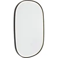 QAZQA Badkamerspiegel zwart incl. LED 3-staps dimbaar met touch ovaal - Miral
