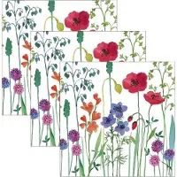Ambiente Servetten bloemen thema - 60x - weidebloemen - wit - 33 x 33 cm - papieren diner / lunch servetten