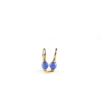 Sophie model Piccolo oorringen in zilver roze verguld cabochon blauw