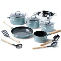 Greenpan Mayflower Koekenpannenset 13-delig - 13/18/20/24/28cm - 1.6/2.6L - PFAS-vrije antikleeflaag - Pannenset inductie - Keramische pan - Niet ovenbestendig - Koudgrepen - Blauw