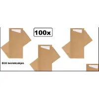 Wefiesta 100x Bestekpochet 8x18,5cm Nature Kraft + servet - 100% composteerbaar bestek pochet servetten tissue diner eten festival snack carnaval festival evenement kerst thema feest