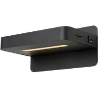 Lucide ATKIN - Bedlamp / Wandlamp - LED - 1x6W 3000K - Met USB oplaadpunt - Zwart