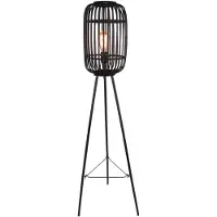 Brilliant 94977/76 Woodrow Staanlamp Donker Hout/Zwart - 1 x E27