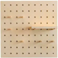 Furniteam Pegboard Augustin Vierkant | hout naturel 30x10x30x10 cm wandplanken en -haken | NADUVI