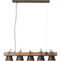 Brilliant 82175/46 Plow Pendel Zwart Staal/Hout - 5 x E27