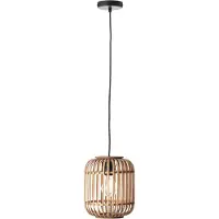 Brilliant Hanglamp Woodrow, dimbaar, hout licht, Woon-/ Eetkamer, Bamboe, Landelijk, Hanglamp