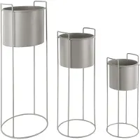 PT Living Bloempot Set Essence Round Iron Warm Grey (Set van 3)