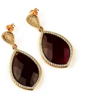 Sophie model Markies oorringen in zilver roze verguld robijnrode steen en cubic zirconia